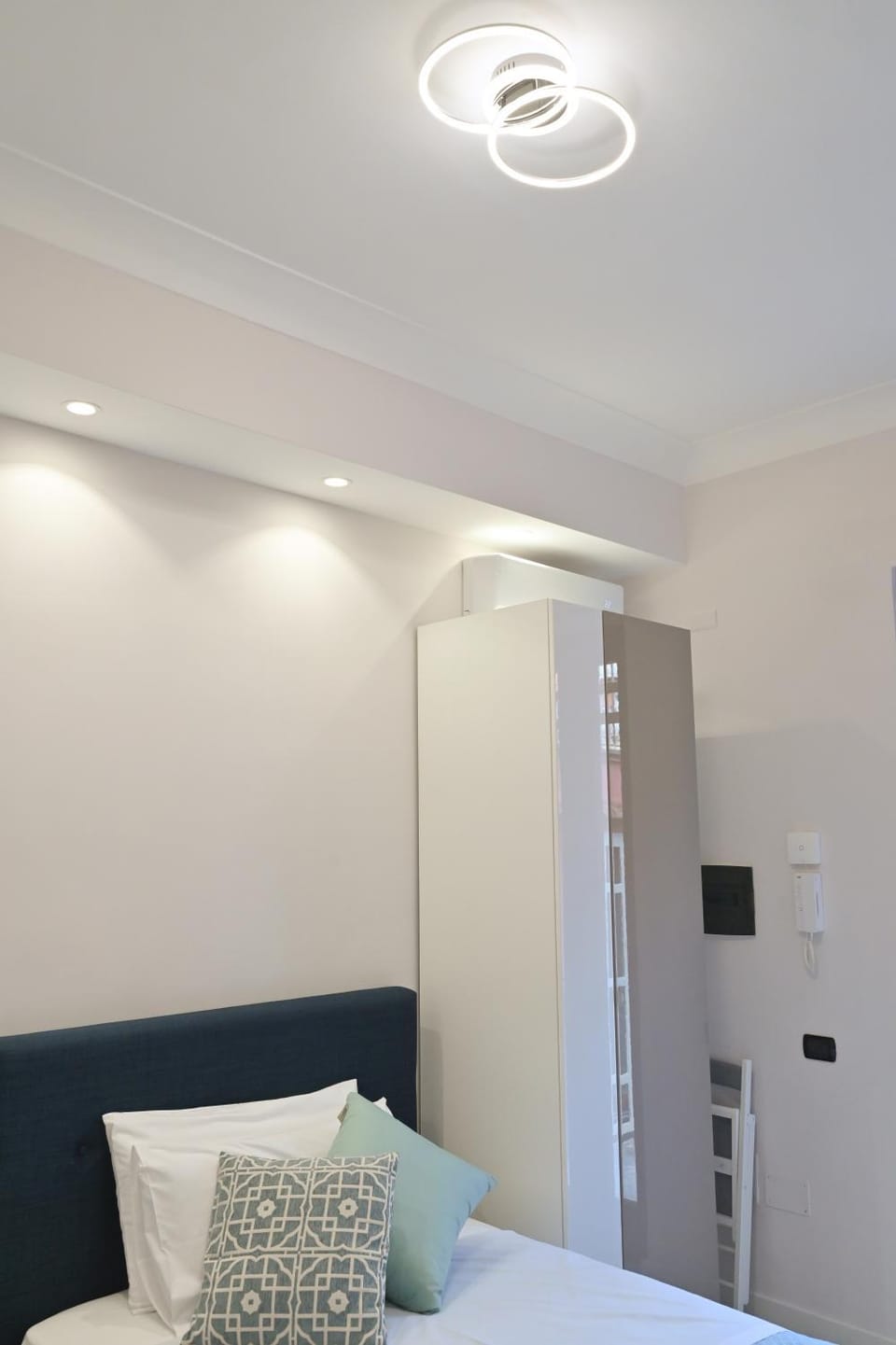 Bed, wardrobe
