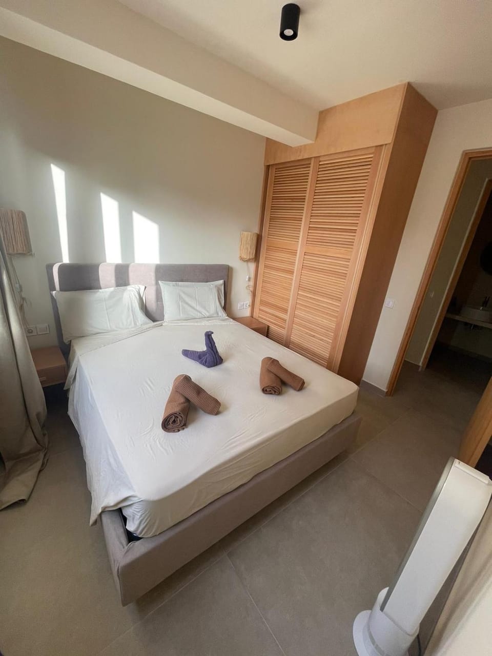 Bed, Photo of the whole room, Bedroom, towels, wardrobe
