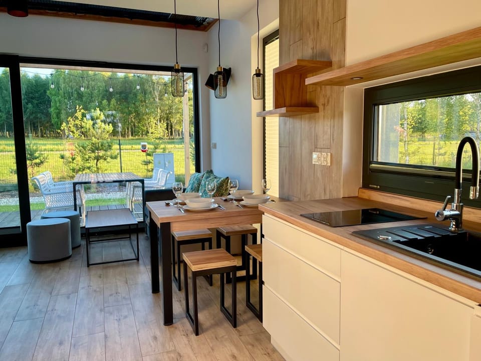 Kitchen or kitchenette, Dining area, Garden view, stove