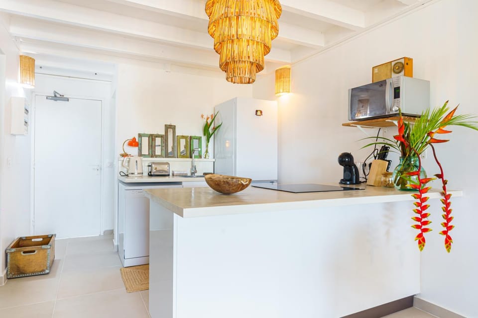 Kitchen or kitchenette, oven, stove