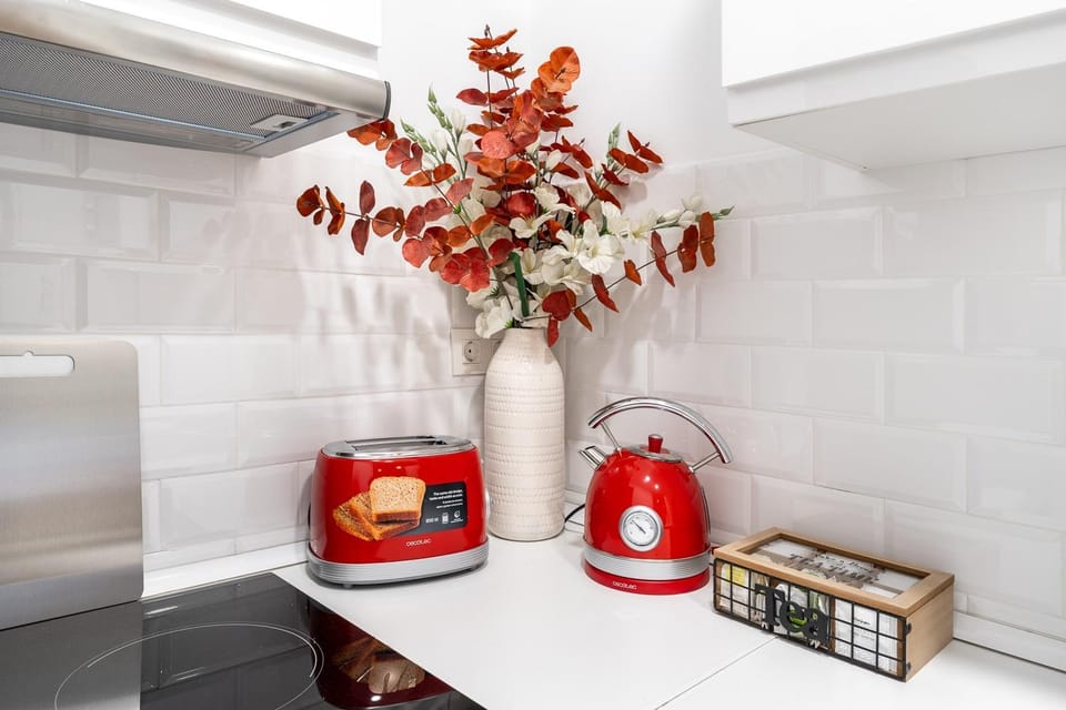 Kitchen or kitchenette, toaster
