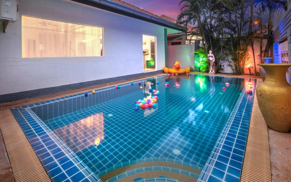 Night, Pool view, Swimming pool