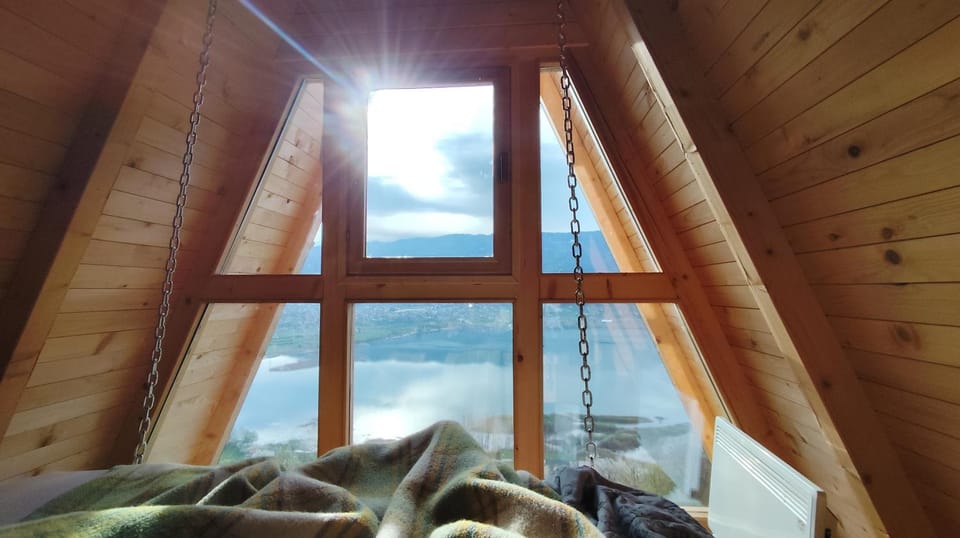 Bed, Natural landscape, Bedroom, Lake view, River view