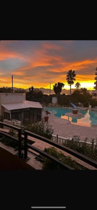 Natural landscape, Pool view, Swimming pool, Sunset