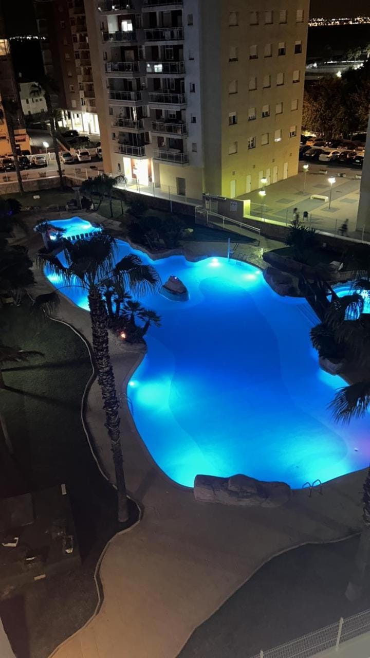 Night, Pool view, Swimming pool
