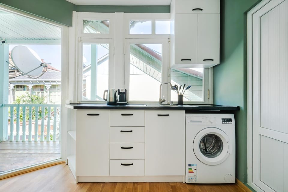 Coffee/tea facilities, Balcony/Terrace, Kitchen or kitchenette, washing machine