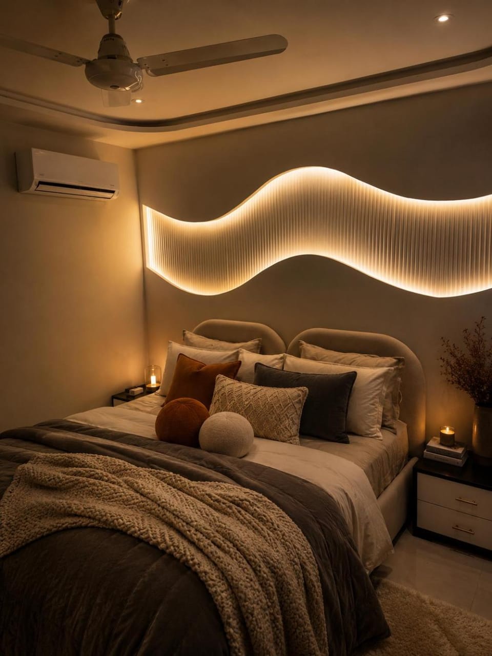 Bed, Photo of the whole room, Bedroom, air conditioner