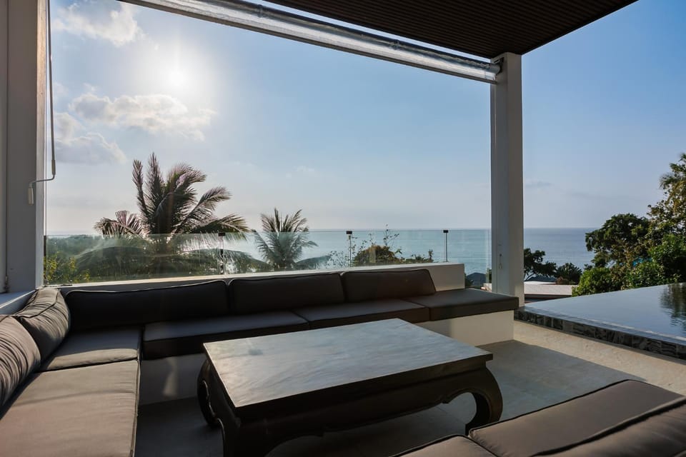 Patio, Day, Natural landscape, Balcony/Terrace, Living room, Sea view, Swimming pool