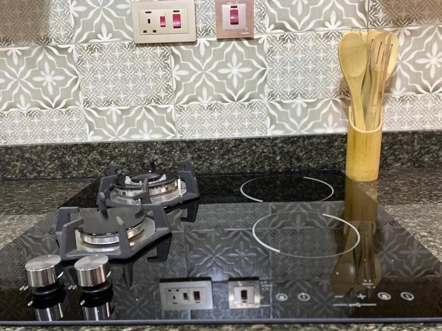 Kitchen or kitchenette, stove