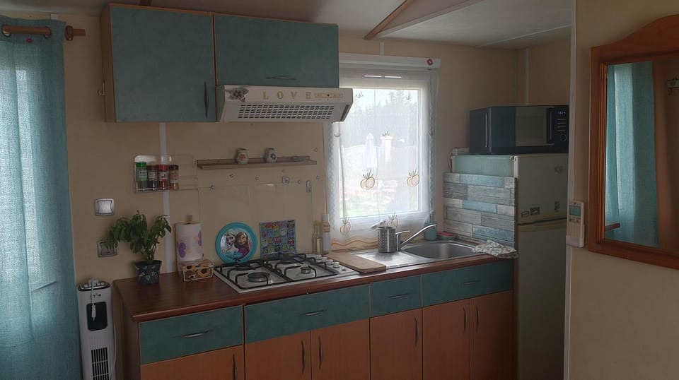 Kitchen or kitchenette, oven