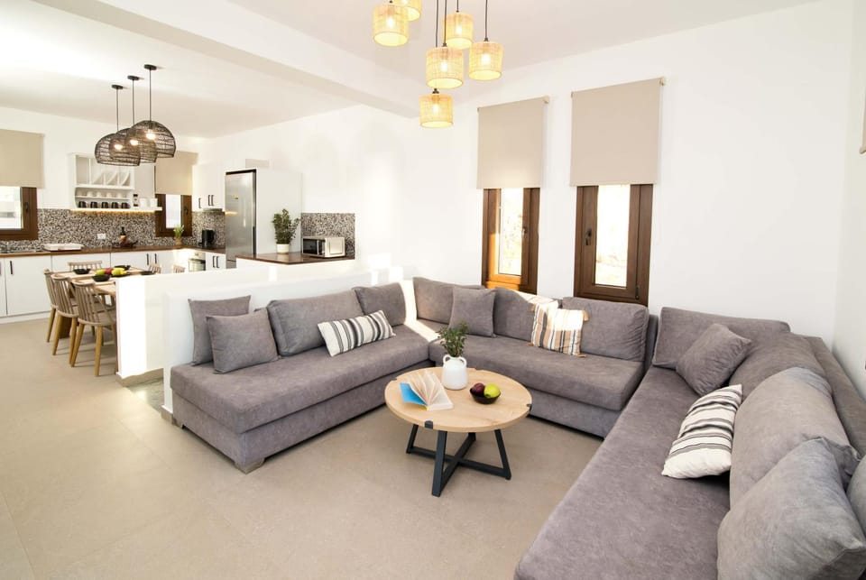 Kitchen or kitchenette, Living room, Seating area, Dining area