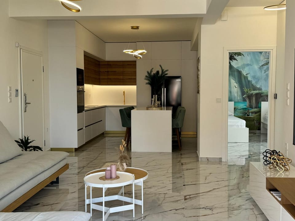 Kitchen or kitchenette, Living room, Seating area