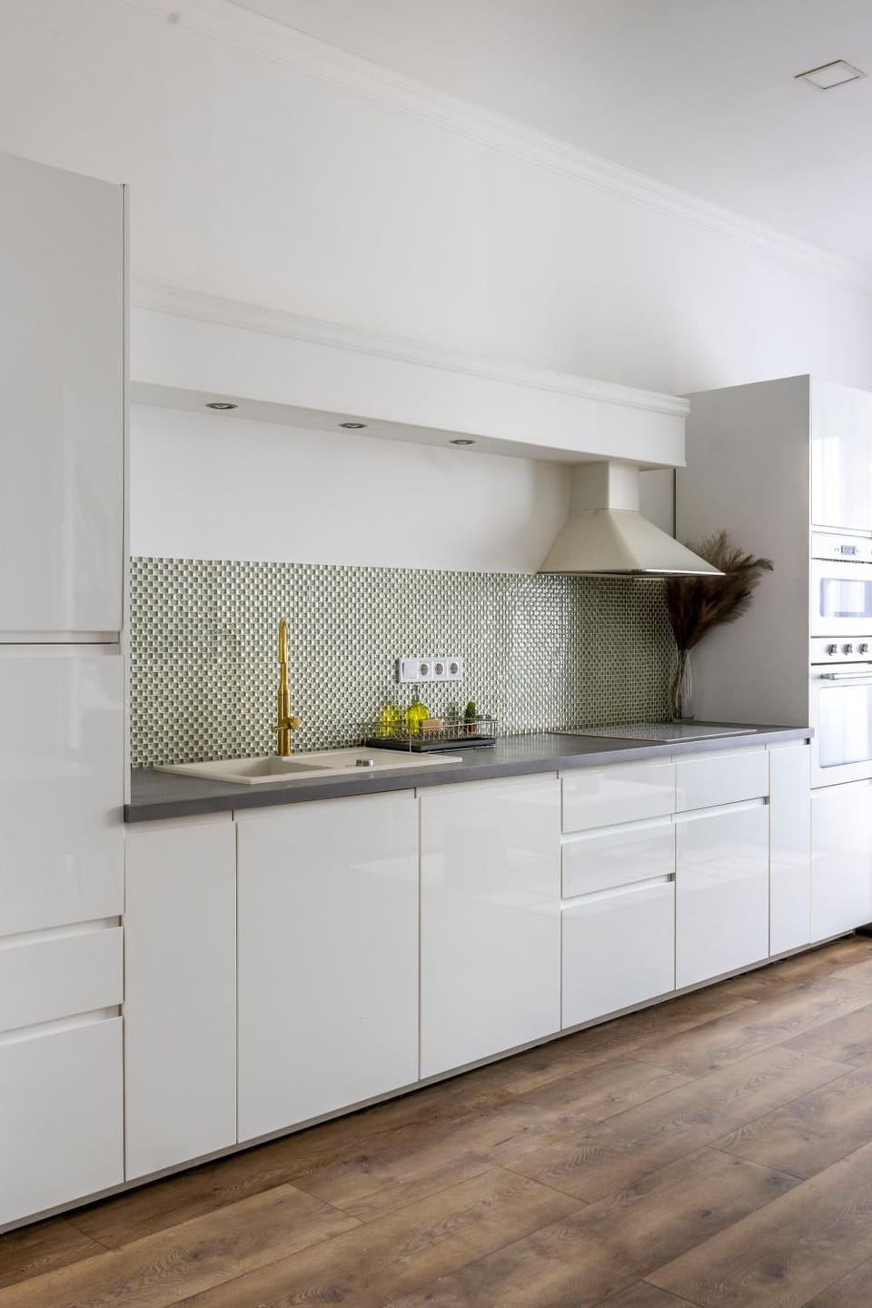 Kitchen or kitchenette, stove