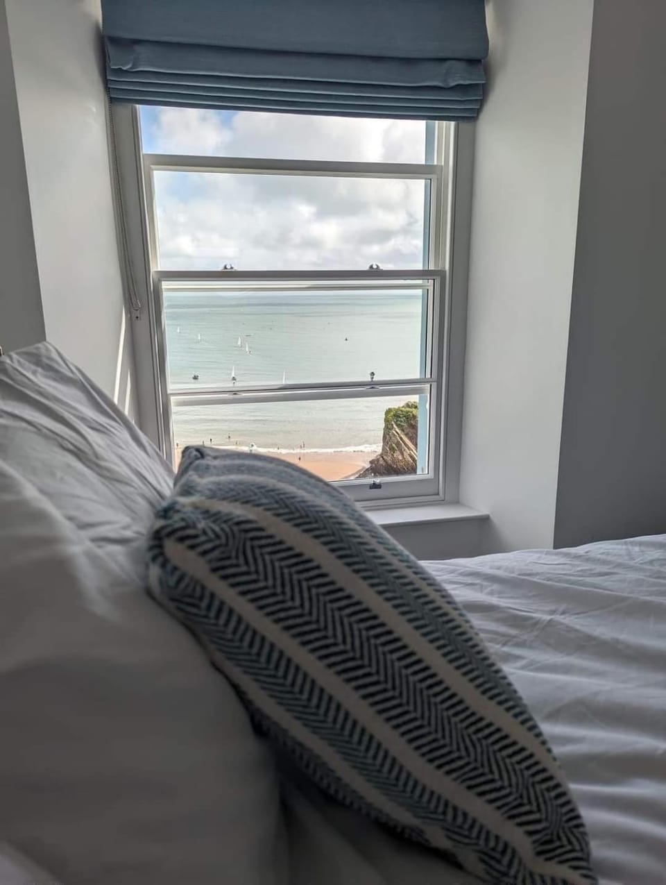 Bed, Natural landscape, Bedroom, Sea view