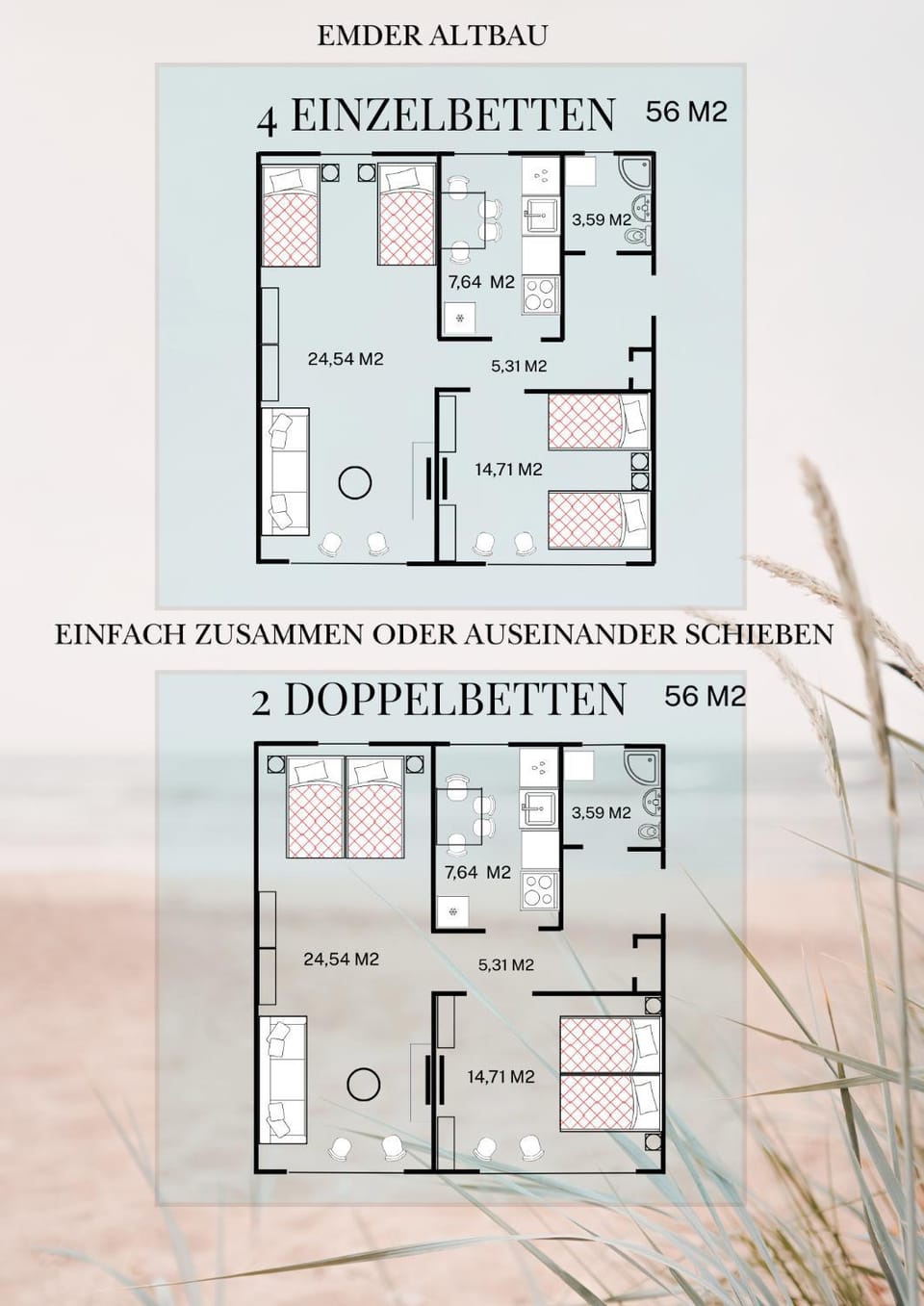 WLAN,Smart TV,4 Betten, Zentral Apartment in Emden