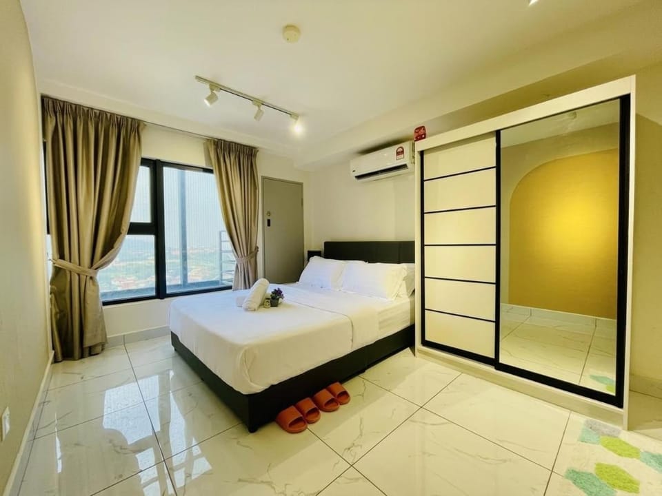 Bed, wardrobe, air conditioner