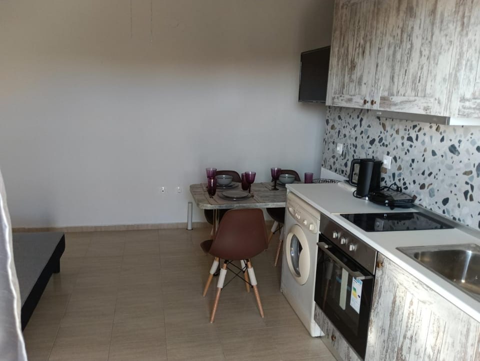 Coffee/tea facilities, Kitchen or kitchenette, Dining area, stove, washing machine