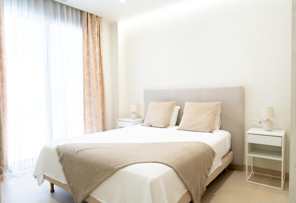 Bed, wardrobe