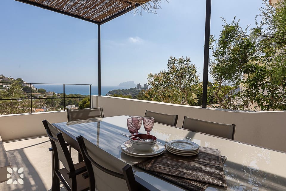 Patio, Day, Natural landscape, View (from property/room), Balcony/Terrace, Living room, Seating area, Dining area, Sea view