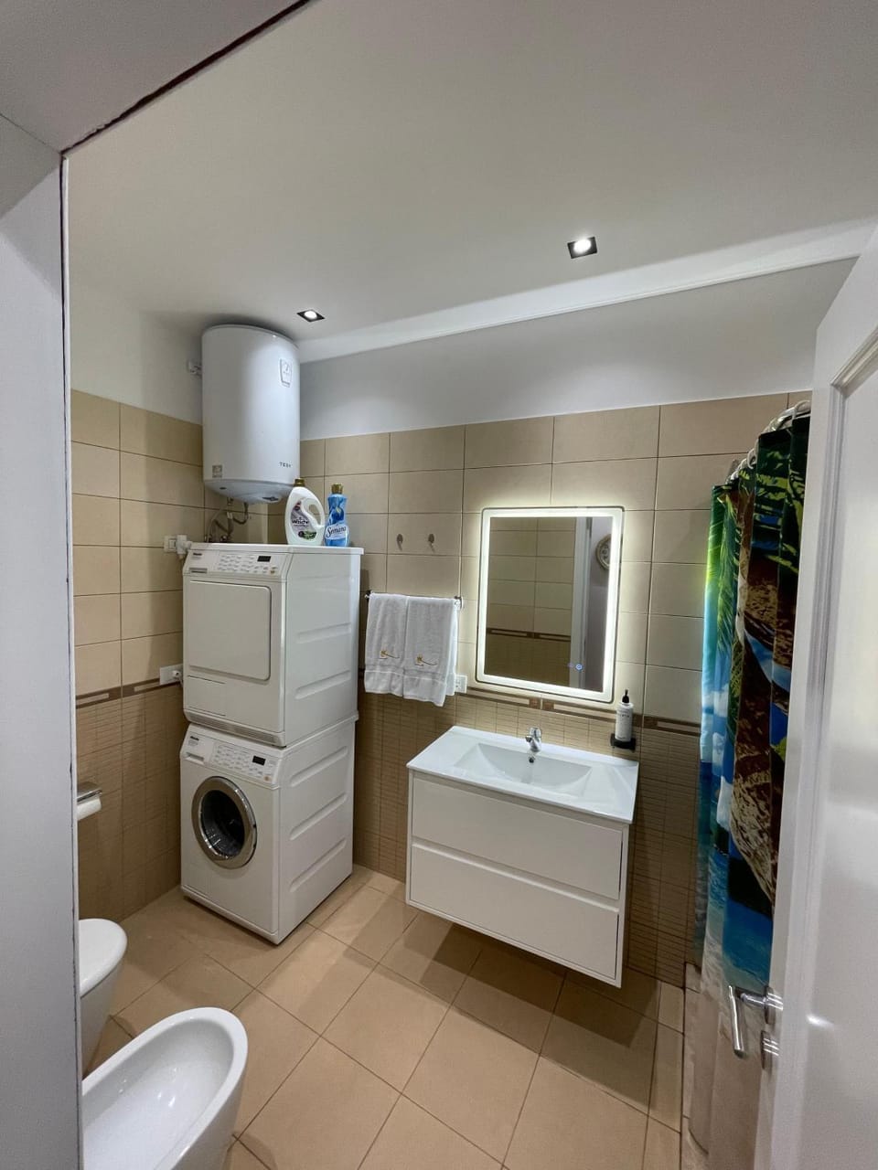 Shower, Toilet, Bathroom, washing machine, dryer