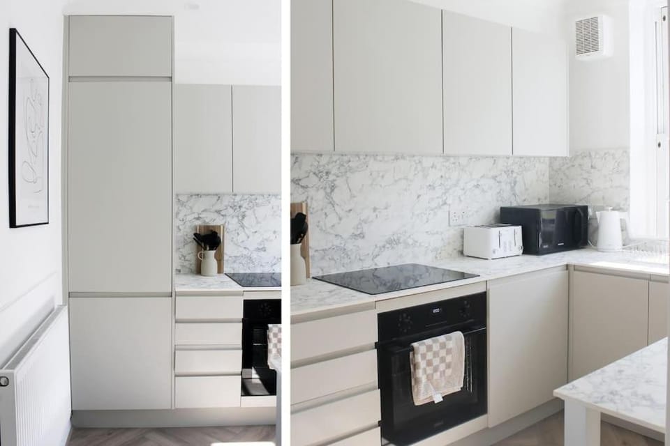 Kitchen or kitchenette, stove