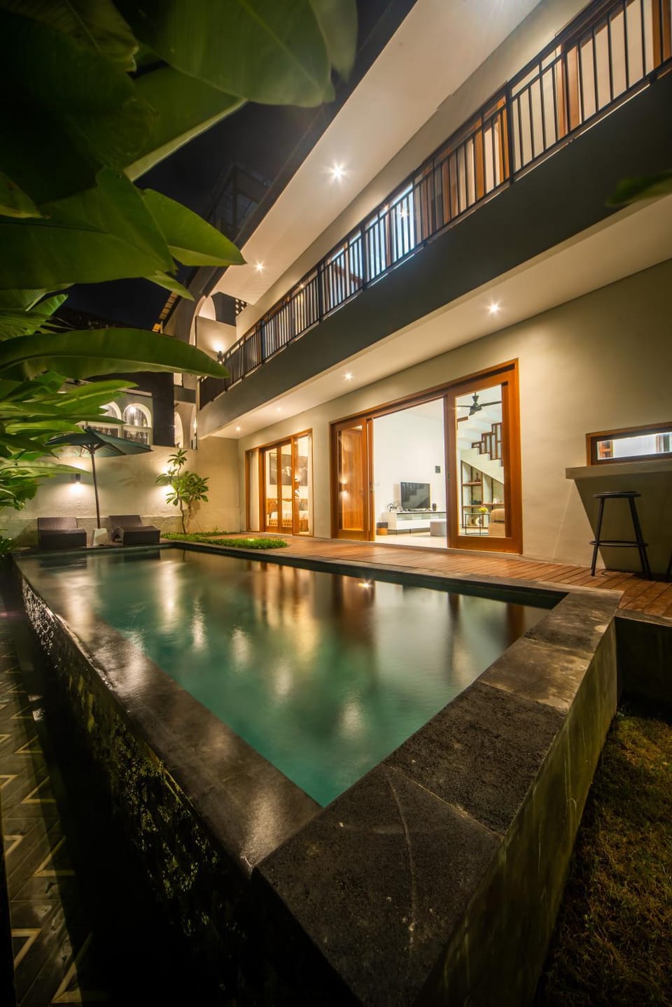 Night, Pool view, Swimming pool