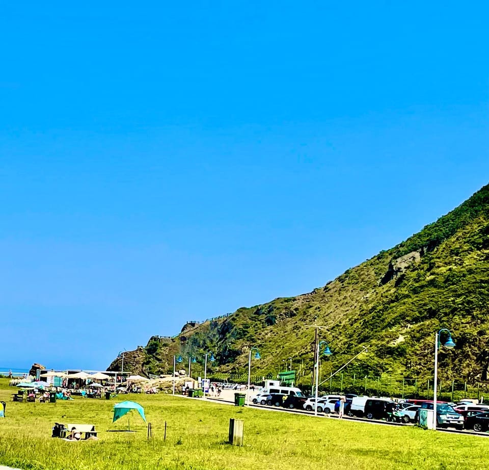 Natural landscape, Beach, Mountain view