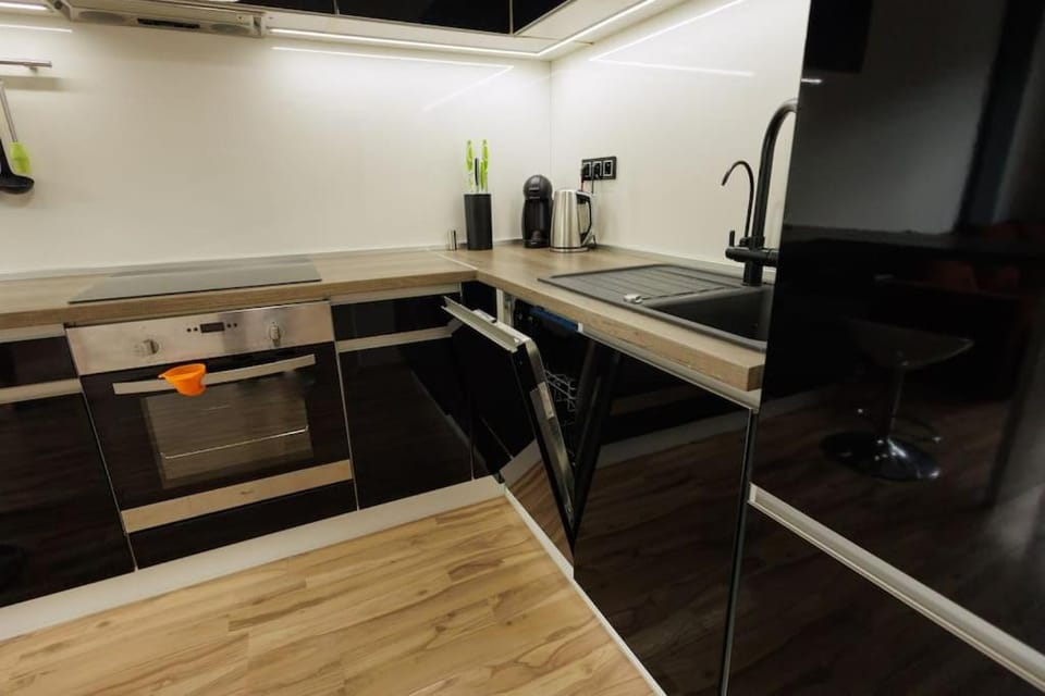 Kitchen or kitchenette, oven, stove