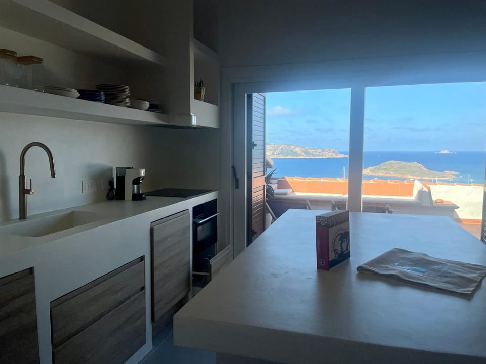 Kitchen or kitchenette, Sea view, stove