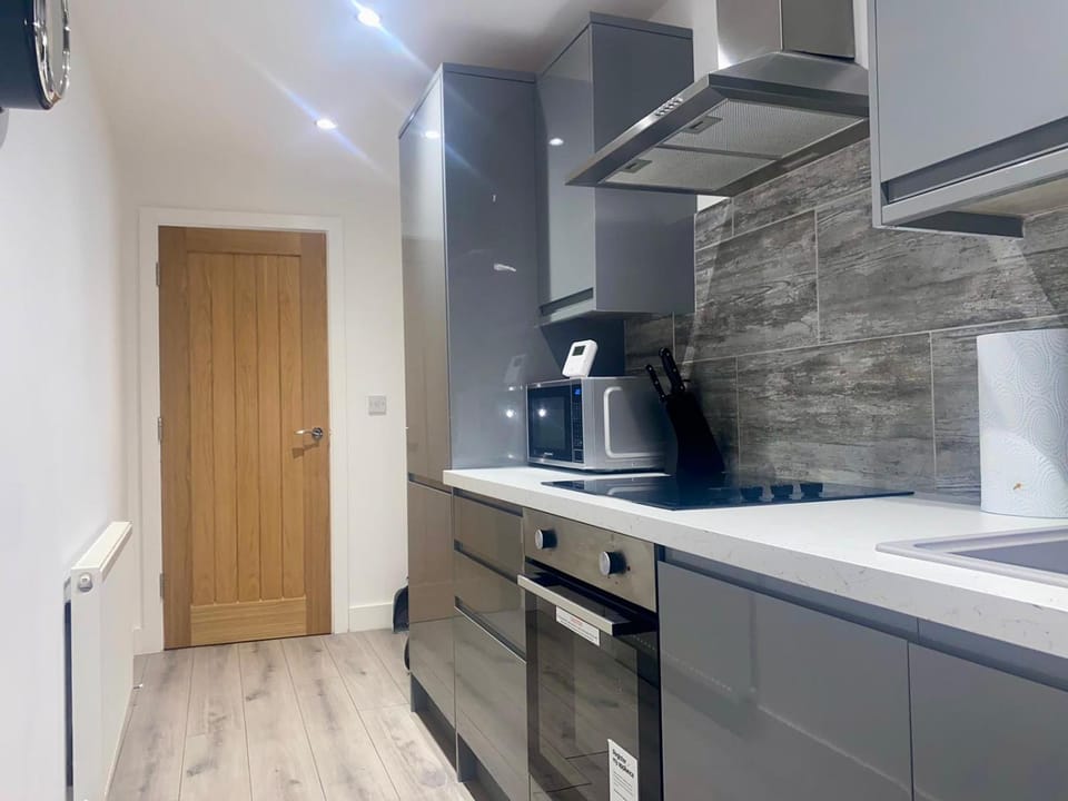 Kitchen or kitchenette, stove