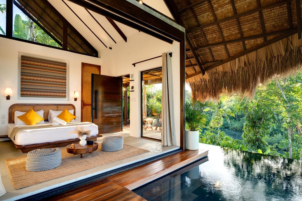 Bed, Natural landscape, View (from property/room), Balcony/Terrace, Bedroom, Garden view, Pool view, Swimming pool