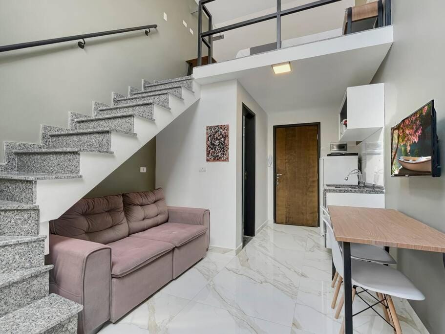 Kitchen or kitchenette, Living room, Seating area