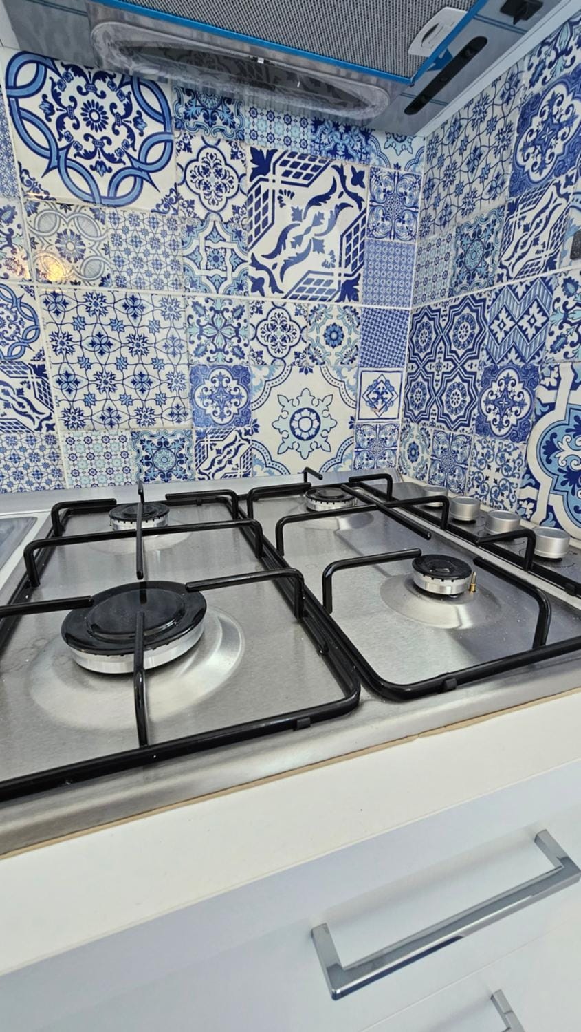 Kitchen or kitchenette, stove