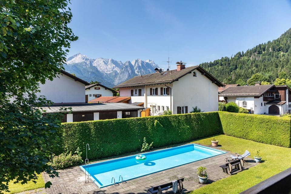 Property building, Living room, Swimming pool