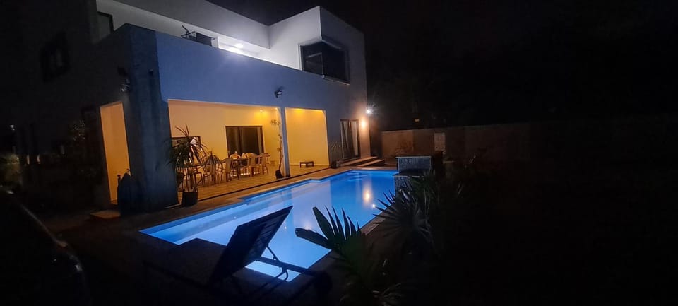 Night, Pool view, Swimming pool