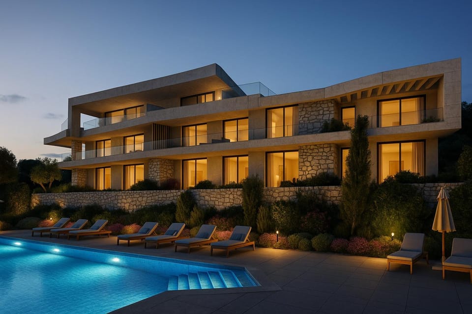 Property building, Patio, Swimming pool