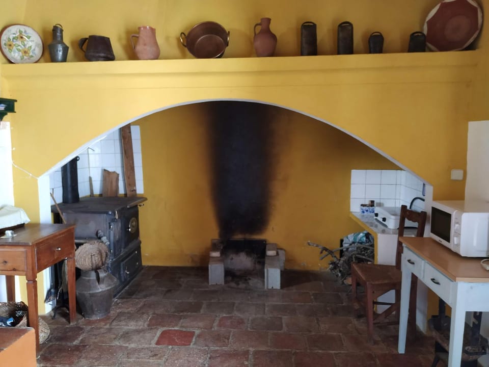 Kitchen or kitchenette, Dining area, fireplace