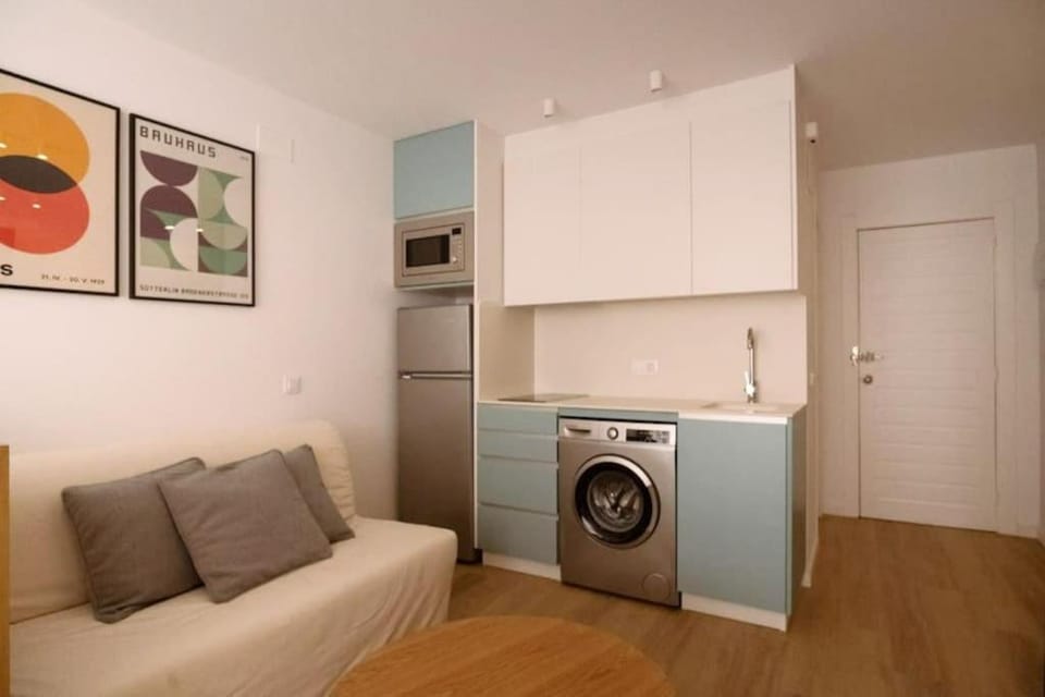 Kitchen or kitchenette, Living room, oven, stove, washing machine