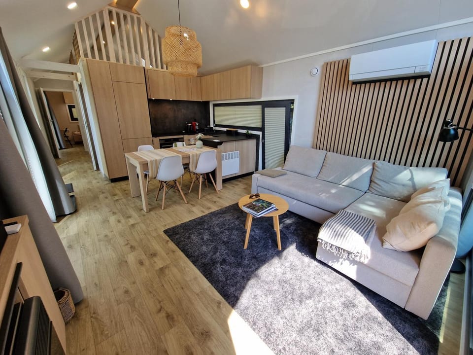 Kitchen or kitchenette, Living room, Dining area, stove, stove, kitchen, air conditioner, air conditioner
