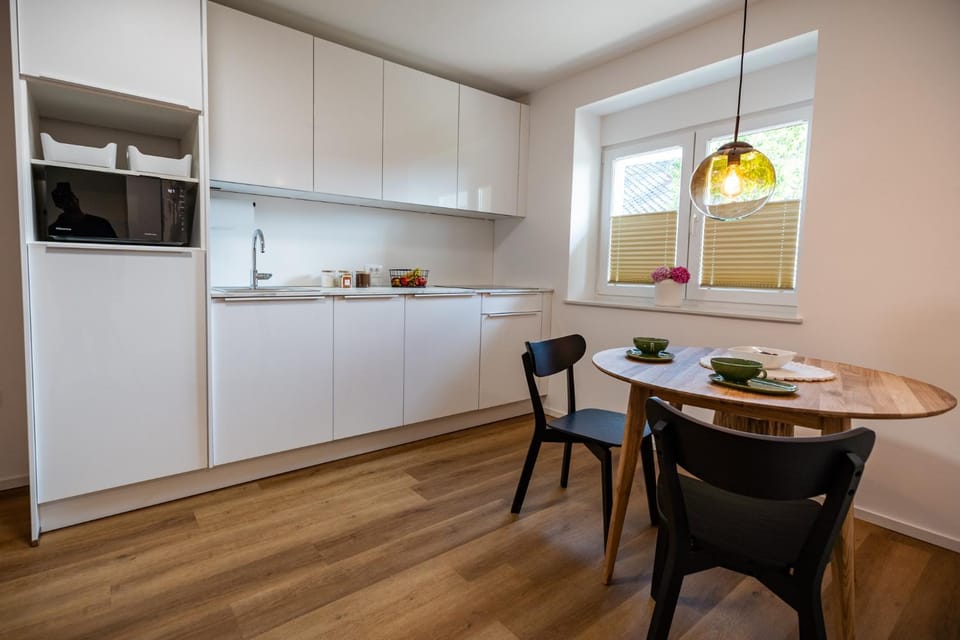 Kitchen or kitchenette, stove