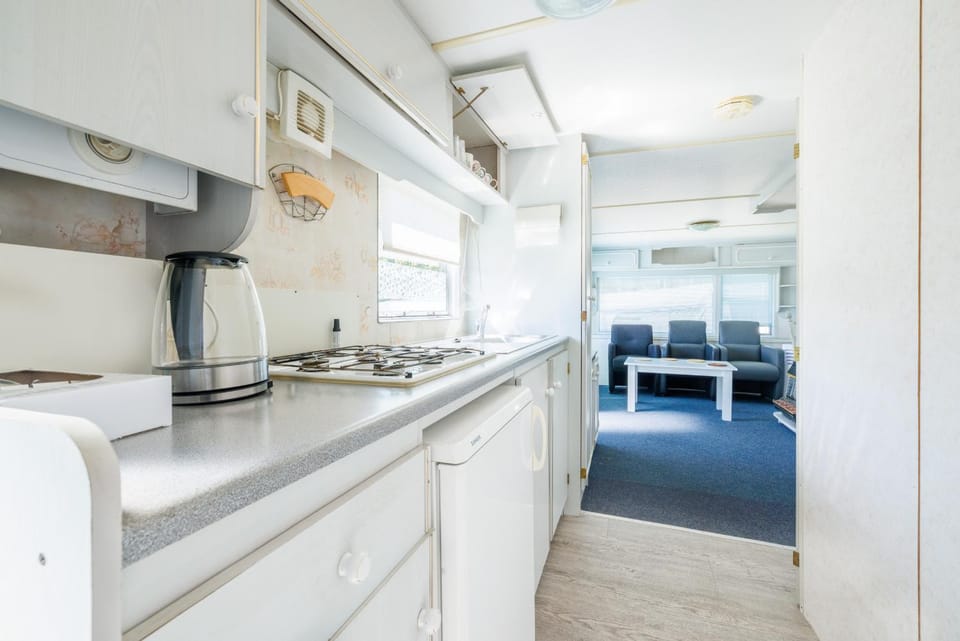 Kitchen or kitchenette, stove