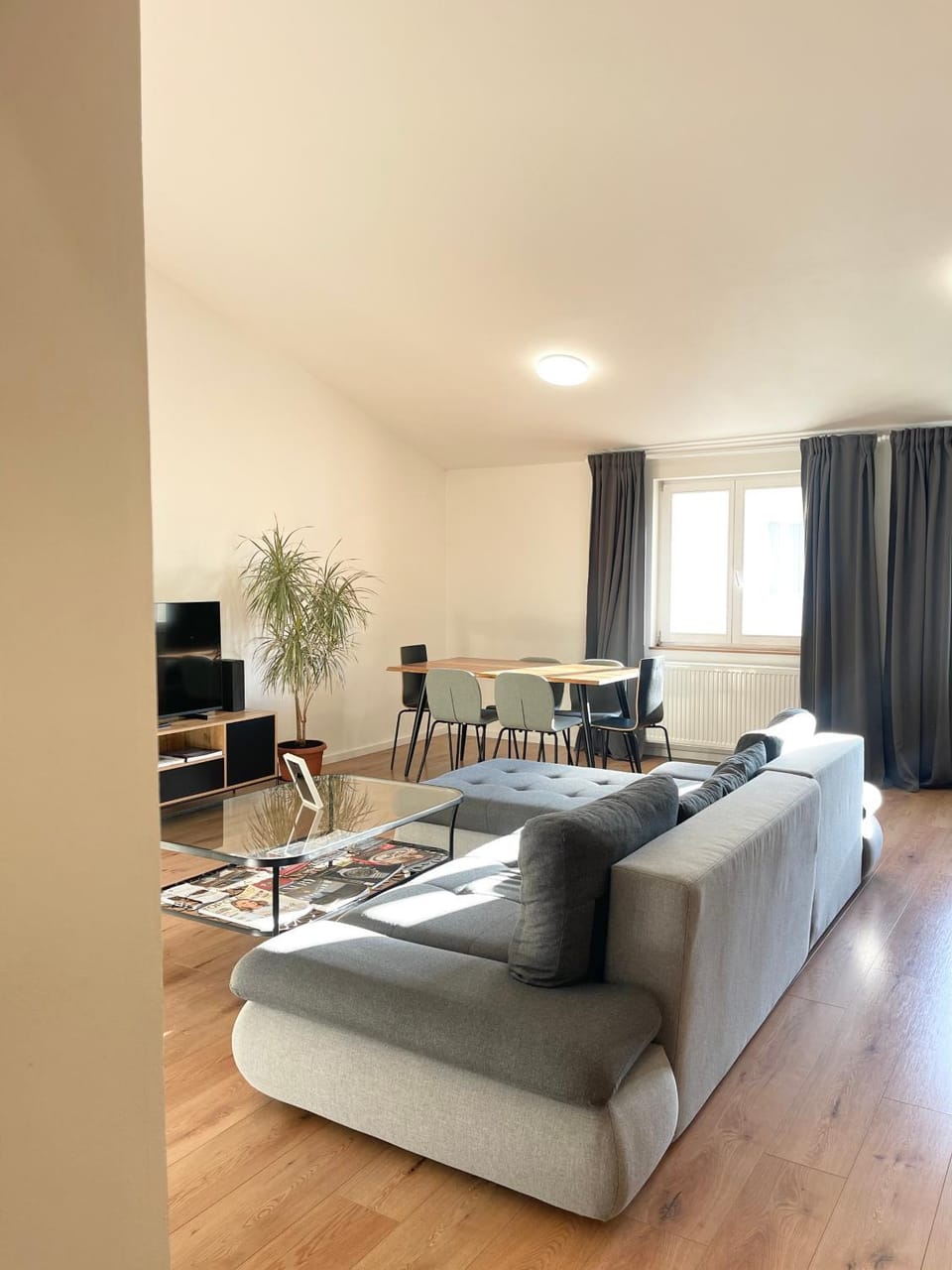 Bed, TV and multimedia, Living room, Photo of the whole room, Seating area, Dining area, Bedroom