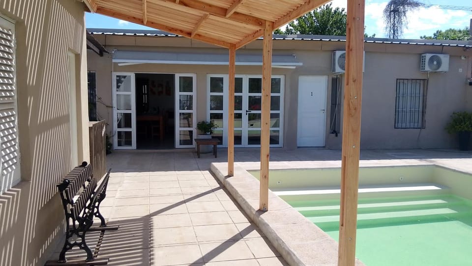 Property building, Pool view, Swimming pool, sunbed