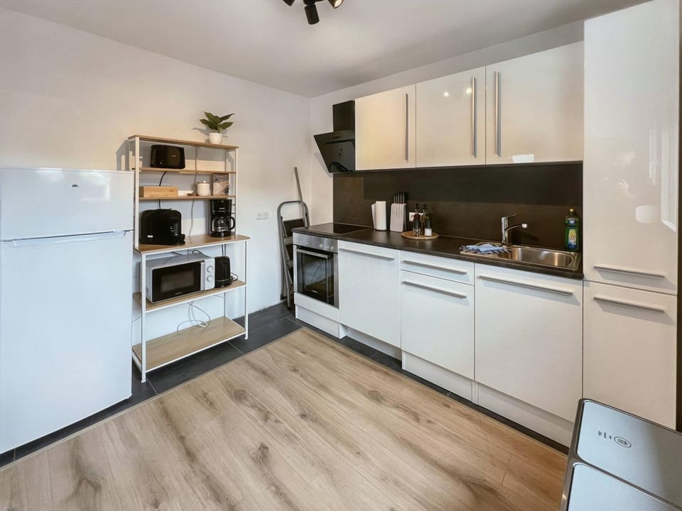 Kitchen or kitchenette, dishwasher, minibar, stove