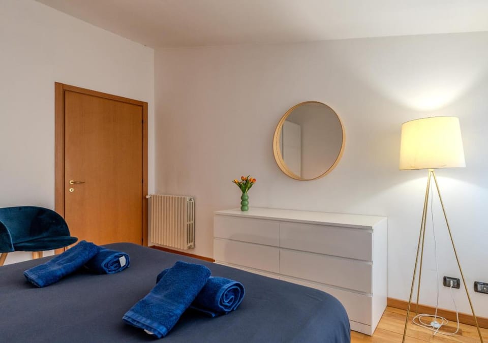 Bed, wardrobe