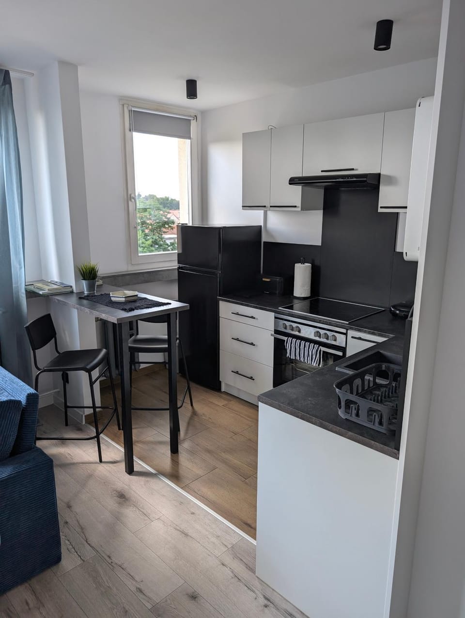 Kitchen or kitchenette, Living room, Seating area, Dining area, dishwasher, oven, stove, toaster