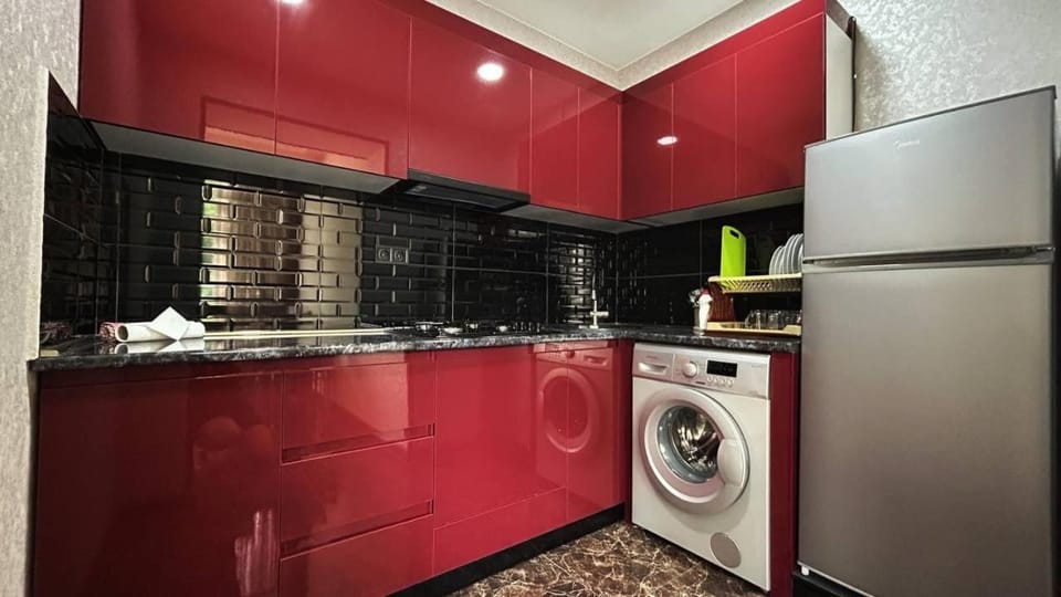 Kitchen or kitchenette, washing machine