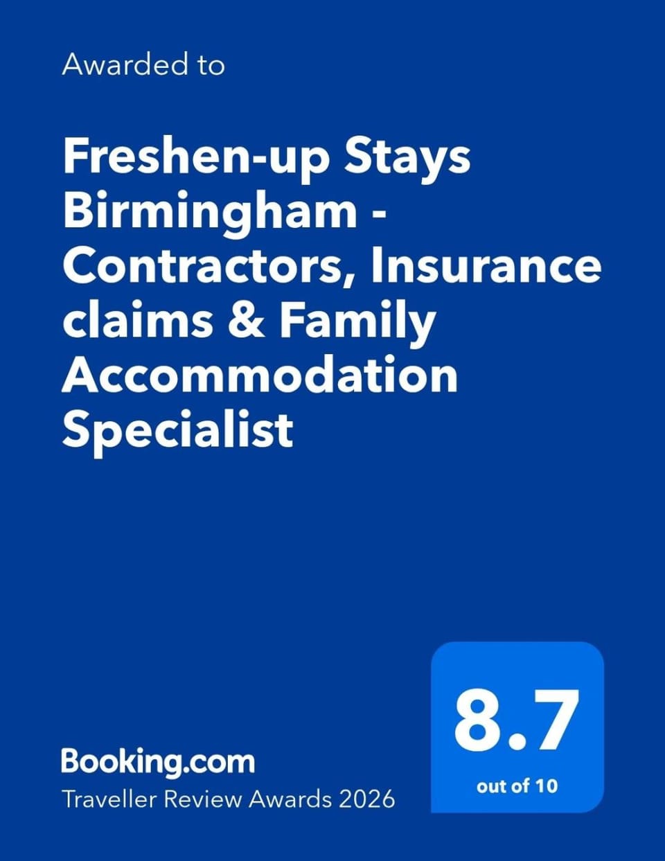 Freshen - up Stays Birmingham Spacious 3-Bed Contractor & Insurance Accommodation Parking Garden Apartment in Birmingham