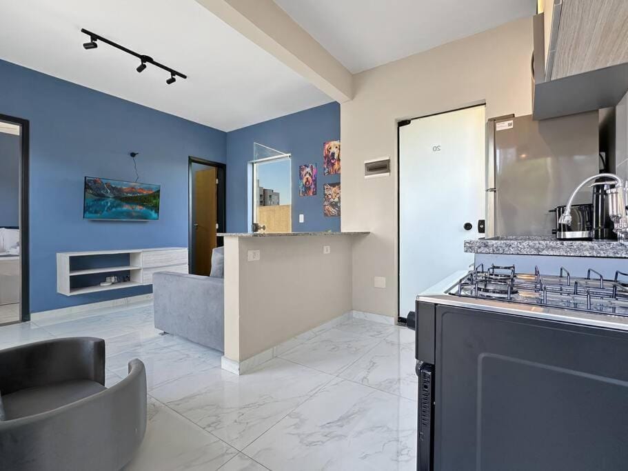 Kitchen or kitchenette, oven, stove