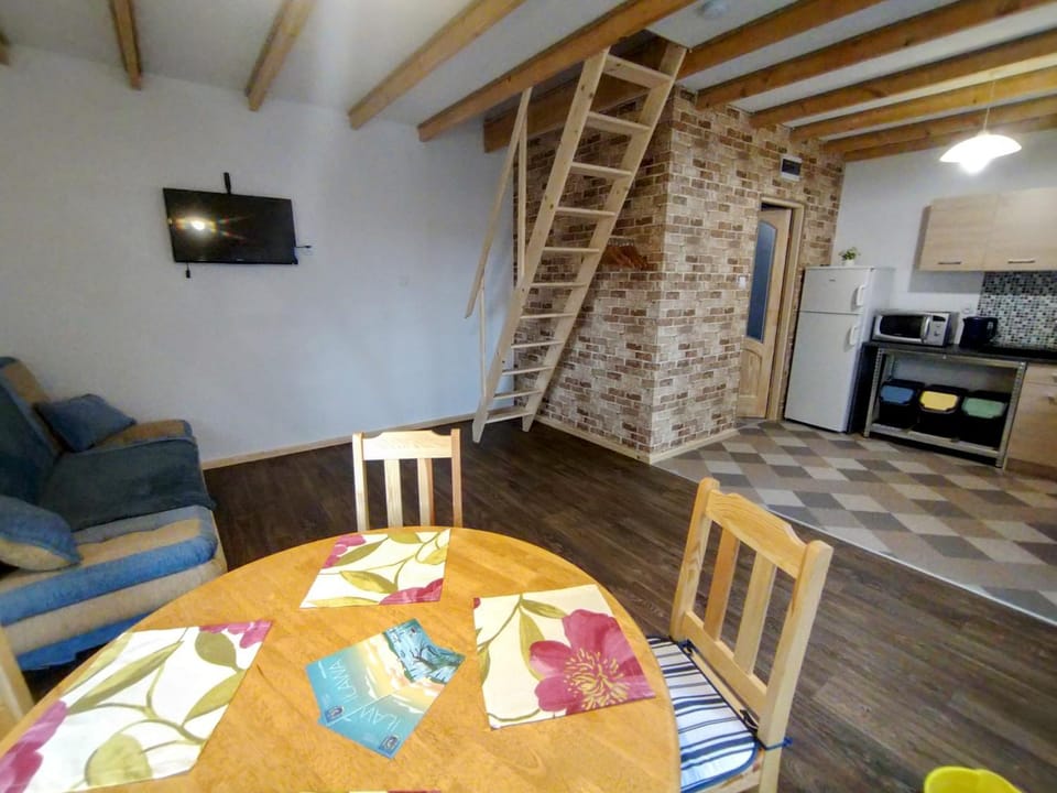 Kitchen or kitchenette, Living room, Dining area